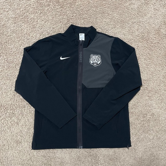 Nike Tigers Jacket Mens Large Black Snarling Tiger Full Zip Windbreaker Sample - Picture 2 of 13